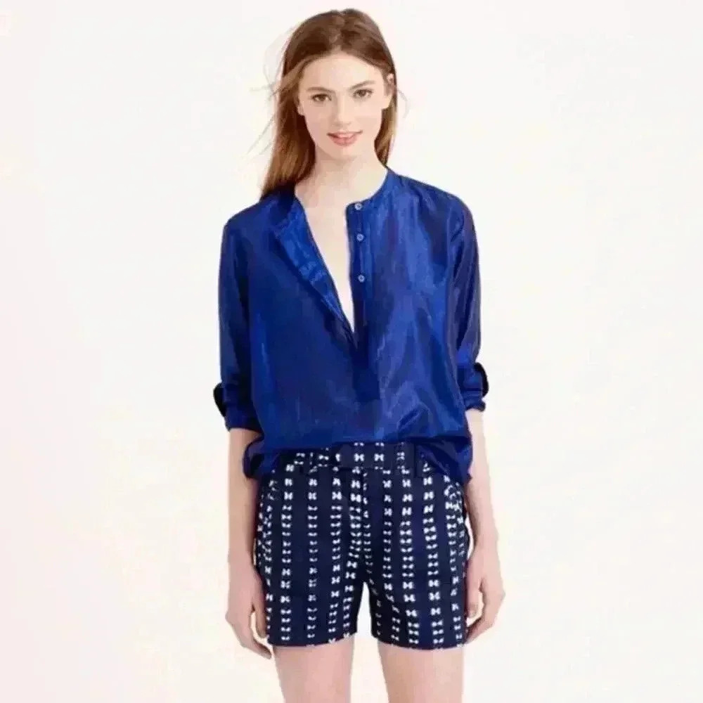 J. Crew Faded Adire Tie Dye Shorts Blue Size 2‎